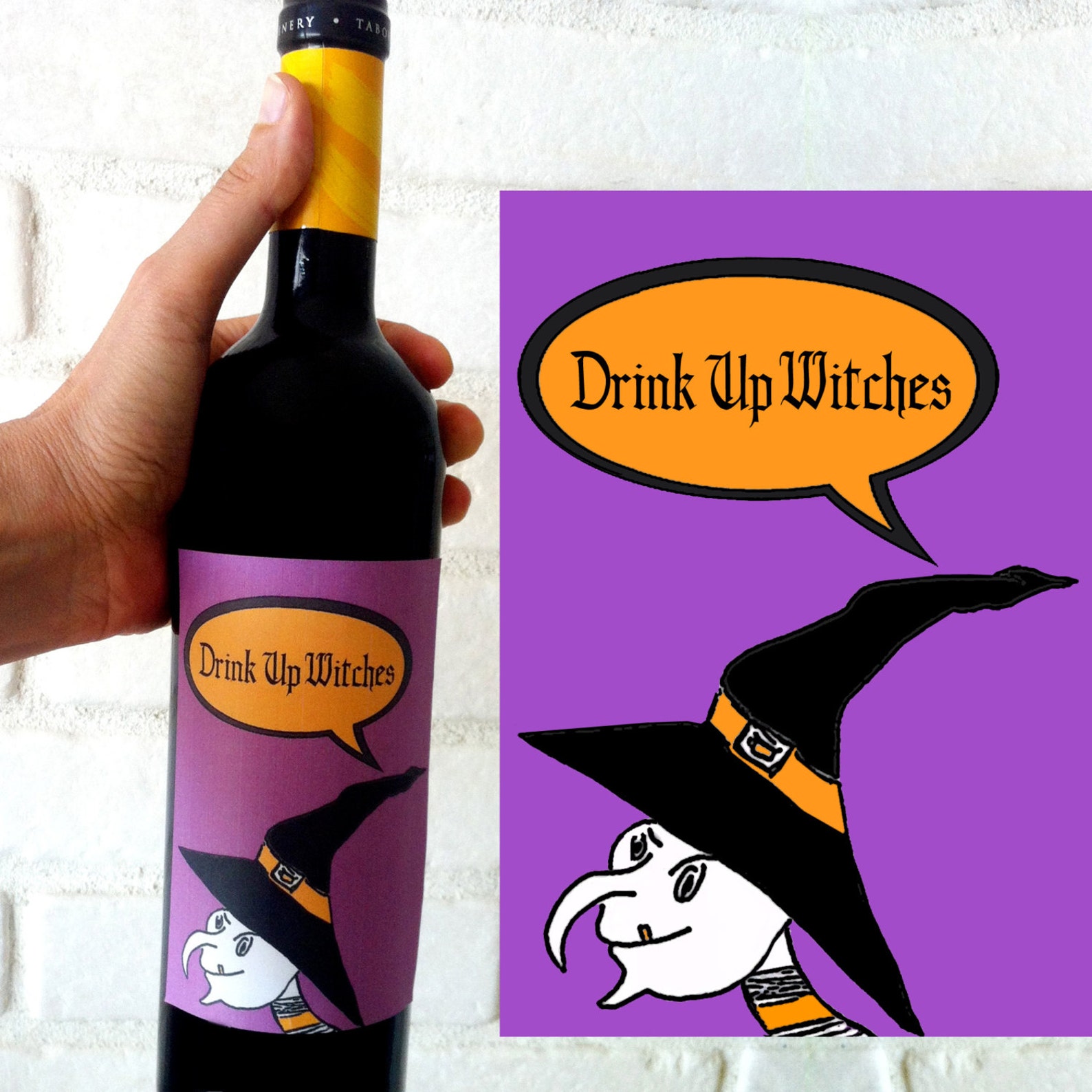 Halloween Wine Label Wine Witch Label Instant Download Etsy Israel