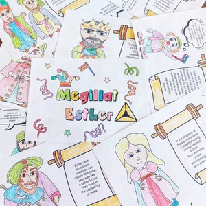 Printable Purim Megillat Esther, Coloring Book Book of Esther for Kids ...
