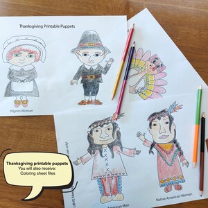 Printable Thanksgiving Puppets, Instant Download, Thanksgiving Download ...
