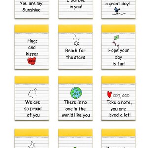 Printable linch box notes, Girl Lunch Box Notes, Boy Lunch Box Notes,