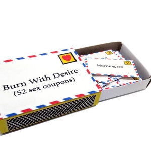 Piccoli coupon sessuali, 52 carte impertinenti, scatola di fiammiferi, per fidanzato, fidanzata, marito, moglie, regalo di San Valentino sexy, anniversario di carta, giochi per adulti