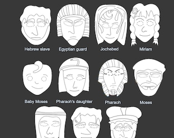 11 Printable Passover Masks, Black and White Templates and Coloring Pages , Digital Download, Passover Crafts, Passover DIY  For Kids