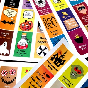 Notes imprimables de boîte à lunch d'Halloween pour les enfants, 36 cartes de déjeuner, affirmations positives, téléchargement immédiat, de la maison, de la part de maman et papa