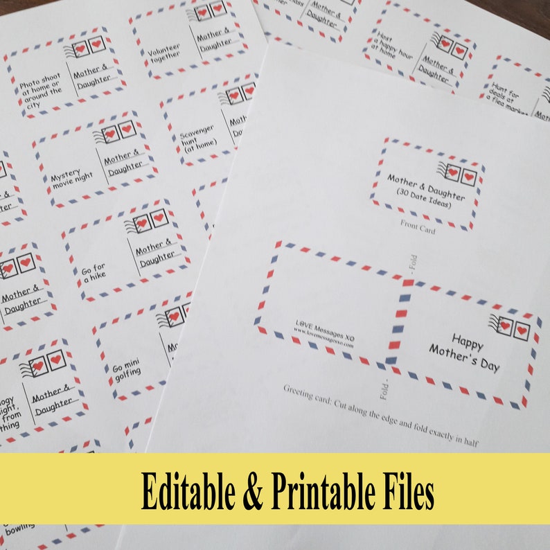 DIY gift
Editable and printable date ideas for mother and daughter