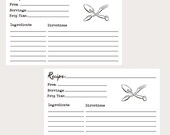 Recipe Card, Recipe Printable, Shower Gift,  Recipe Index Card, Kitchen Shower, Recipe Planner, Kitchen notes, Food recipe,Diy Recipe Notes