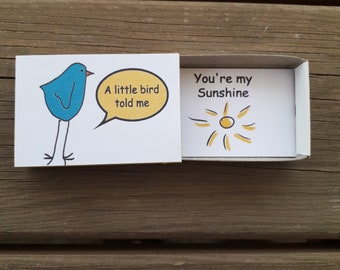 Cute Matchbox Card, You're My Sunshine, love card for husband, Wife Birthday Card, Valentine’s Day, Love Card for her,Him ,Anniversary Card