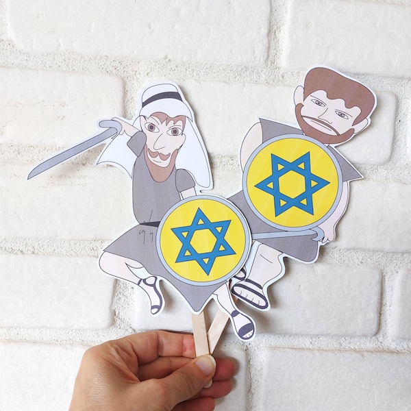 Printable Hanukkah Puppets, Characters and Symbols, Instant Download, Stick Puppets, Gift For Kids, Hanukkah DIY,Jewish Hanukkah Puppets