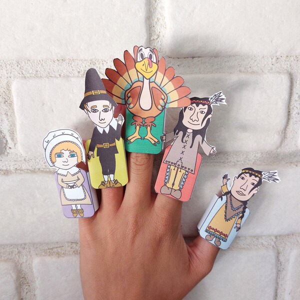 Thanksgiving Finger Puppets , Printable PDF, Instant Download, Thanksgiving  DIY Activity for Kids, Children's Toy, Toddlers and Preschool