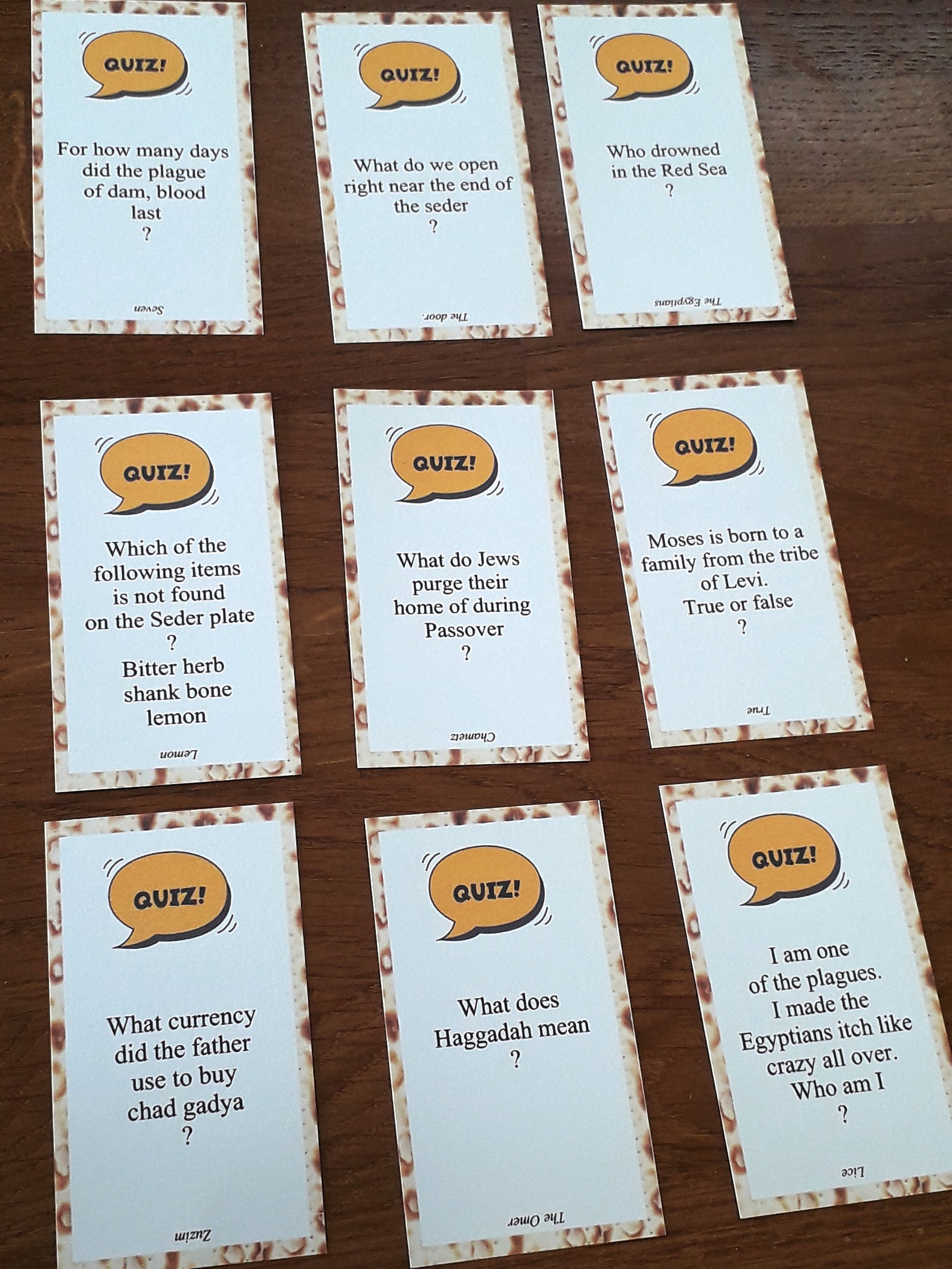 Passover Game 50 Trivia Cards Family Game Instant | Etsy