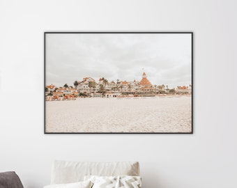 San Diego Print, Hotel del Coronado Photo, Coronado Beach, Neutral Wall Decor, Beige Wall Art, San Diego Printable Art, Sandy Beach Print