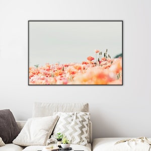 Flower Landscape Photography, Large Flower Wall Art, Flower Fields, Printable, Flower Photography, Coral Flowers, Flower Gallery Wall
