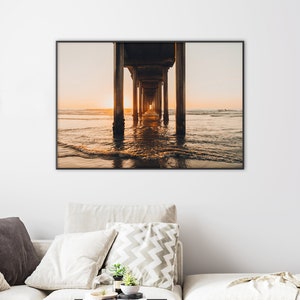 Sonnenuntergang Strand Fotografie, Küste druckbare, San Diego Pier, große Ozean Kunst, Strand Print, Ozean Wandkunst, Boho Strand, moderne druckbare Kunst