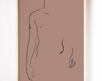 Man lichaam Fine Line Print, neutrale muurkunst, abstracte kunst, digitale download, lijntekening, poster, minimalistische afdrukbare kunst, Boho prints