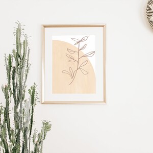 Perzikbloem afdrukbaar, bloemenmuurkunst, bloemkunst, Boho print, minimalistische afdrukbare kunst, mooie kunst, eenvoudige lijnafdrukken, fijne lijntekeningen afbeelding 1