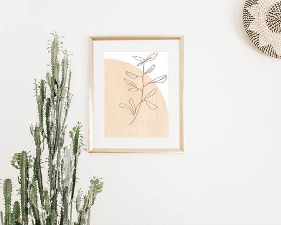 Peach Flower Printable, Floral Wall Art, Flower Art, Boho Print, Minimalist Printable Art, Pretty Art, Simple Line Prints, Fine Line Art
