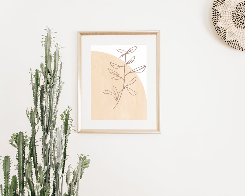 Perzikbloem afdrukbaar, bloemenmuurkunst, bloemkunst, Boho print, minimalistische afdrukbare kunst, mooie kunst, eenvoudige lijnafdrukken, fijne lijntekeningen afbeelding 1