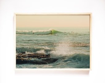 Foto di Windansea Beach, Arte del surf, Stampa della spiaggia di San Diego, Arte stampabile, Download digitale, Arte dell'oceano verde, Stampa del surf, Spiaggia di La Jolla