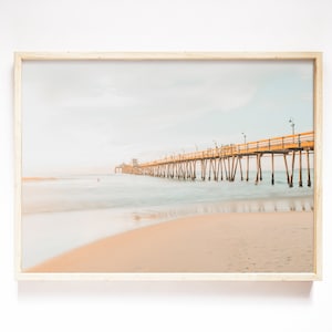 Sunset Beach fotografie, kust afdrukbaar, pastel strand decor, grote oceaan kunst, strandhuis decor, neutraal strand decor, oceaan muur kunst