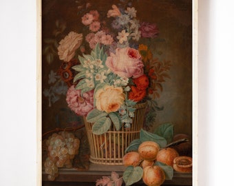 Vintage Still Life Wall Art, Printable Botanical Print, Vintage Painting Flowers, Antique Print, Flower Digital Download, Vintage Wall Art