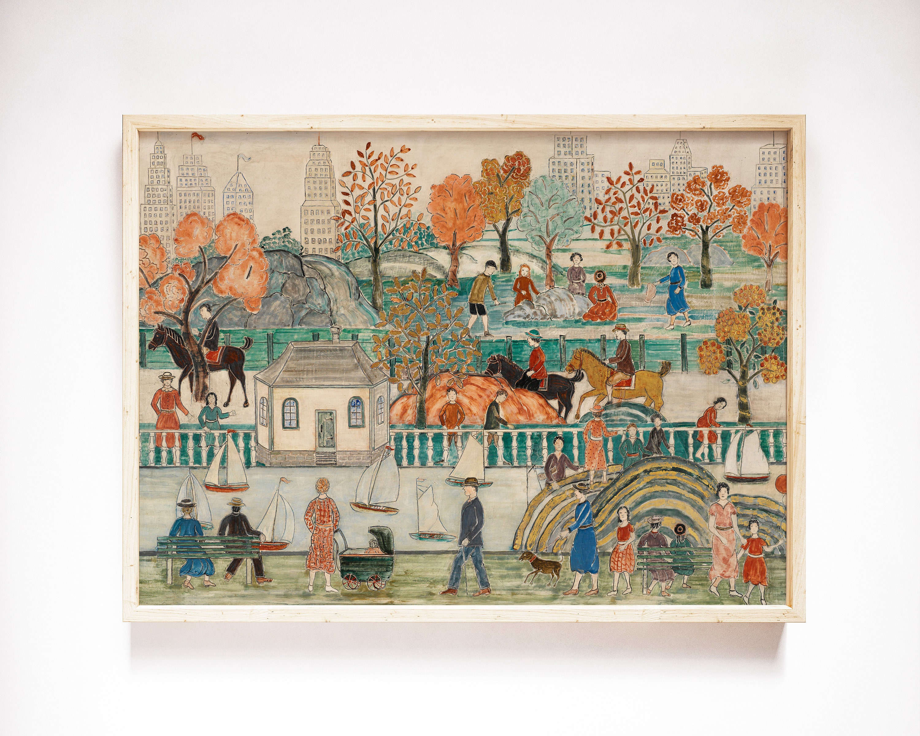 Vintage Central Park Painting, New York Print, Printable Art, Central Park Art Print, Vintage City Scene, Vintage Painting Landscape