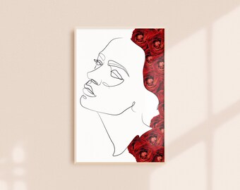 Fine Line Abstract Print, Flower Art Digital Download, Abstract Printable Art, Boho Print, Minimalist Printable Wall Art, Gallery Wall Art