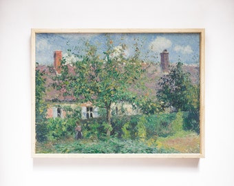 Traditional English Garden Painting, Vintage Painting Landscape, Vintage Printable Wall Art, Vintage Painting Flowers, English Countryside