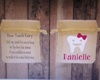 Personalized Tooth Fairy Bags, Tooth Fairy Pouch, Child keepsake, Tooth Fairy