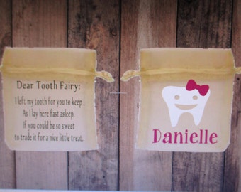 Personalized Tooth Fairy sacs, pochette de fée des dents, souvenir de l’enfant, fée des dents