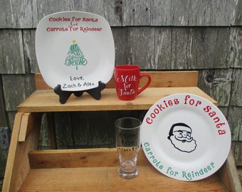 Ensemble de personnalisé biscuits et du lait pour Santa plaque, plaque de Noël, Christmas Cookie plaque, plaque de biscuit, souvenir de Noël, assiette souvenir