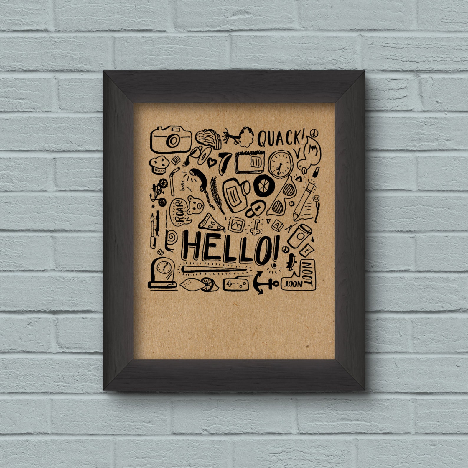 Hello Art Print Digital Download Ink Sketch Wall Art Etsy