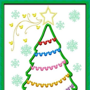 Shooting Star Mickey Mouse Snowflake Christmas Tree Ornament Digital Embroidery Machine Applique Design File 5x7 6x10 8x12