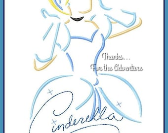 Princess Cinderella Autograph Sketch Combo Digital Embroidery Machine Design File 5x7 6x10