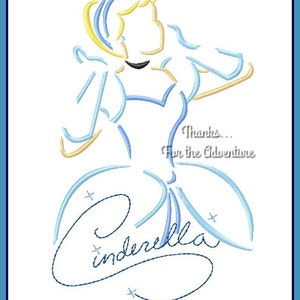 Princess Cinderella Autograph Sketch Combo Digital Embroidery Machine Design File 5x7 6x10