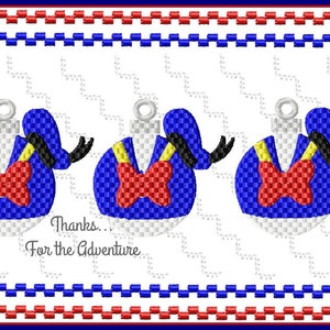 Donald Duck Christmas Ornament Faux Smocking Digital Embroidery Machine Design File 4x4 5x7 6x10