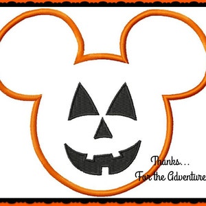 Halloween Mickey Mouse Head Pumpkin Jack o Lantern Digital Embroidery Machine Applique Design File 4x4 5x7 6x10