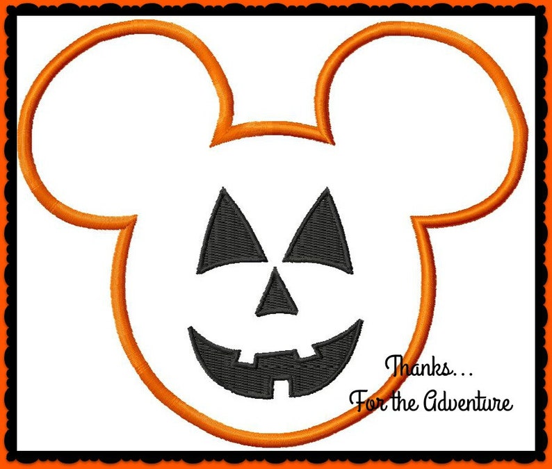 Halloween Mickey Mouse Head Pumpkin Jack O Lantern Digital Embroidery ...