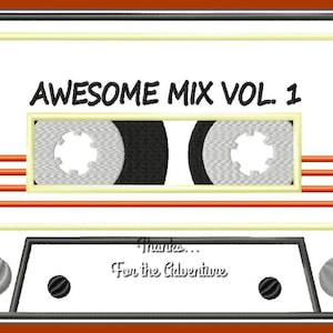 Awesome Mix Tape Vol. 1 Star Lord Peter Quill from Guardians of the Galaxy Applique Digital Embroidery Machine Design File  4x4 5x7 6x10