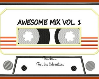 Awesome Mix Tape Vol. 1 Star Lord Peter Quill from Guardians of the Galaxy Applique Digital Embroidery Machine Design File  4x4 5x7 6x10