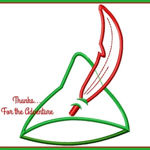 Peter Pan&#39;s Hat Digital Embroidery Machine Applique Design File 4x4 5x7 6x10