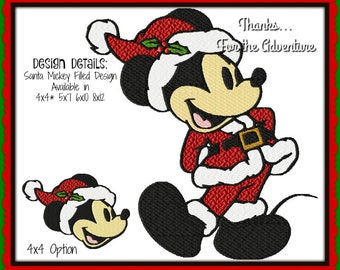 Santa Mickey Mouse Christmas Digital Embroidery Machine Filled Design File 4x4 5x7 6x10 8x12