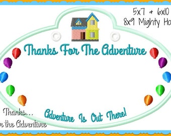 In The Hoop Up Adventure World Cast Member Name Stroller Tag Applique Digital Embroidery Machine Design File Multiple Sizes