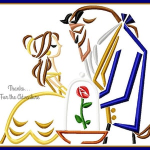 Princess Belle and the Beast Rose from Beauty and the Beast Sketch Digital Embroidery Machine  Design File 4x4  5x7 6x10