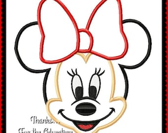Arquivo de design de apliques de máquina de bordar digital Minnie Mouse 4x4 5x7 6x10 8x12
