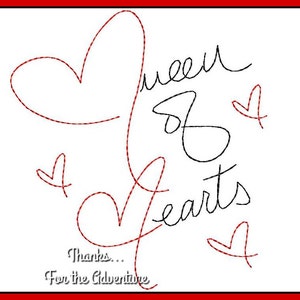 Queen of Hearts from Alice in Wonderland Autograph  Digital Embroidery Machine Design File 4x4 5x7 6x10