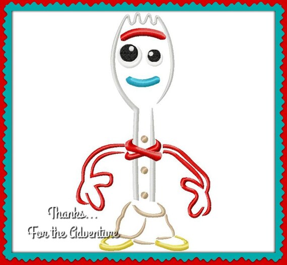 Fork From Toy Story 4 Sketch Digital Embroidery Machine Design File 4x4 5x7 6x10 8x12