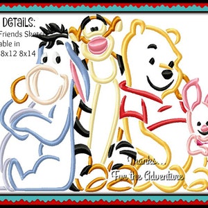 Hundred Acre Woods Winnie the Pooh Eeyore Tigger Piglet Multi Sketch Digital Embroidery Machine Applique Design File 5x7 6x10 8x12 8x14