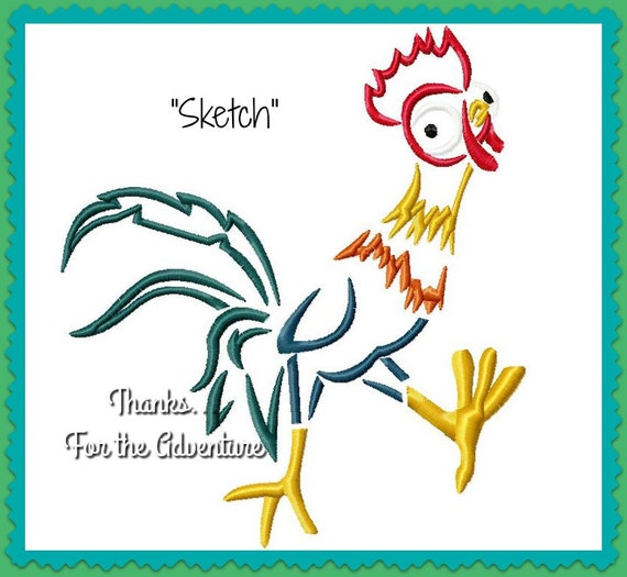 Moana S Rooster Chicken Hei Hei Sketch Digital Etsy
