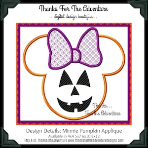 Halloween Mickey Mouse Head Pumpkin Jack o Lantern Digital Embroidery Machine Applique Design File 4x4 5x7 6x10