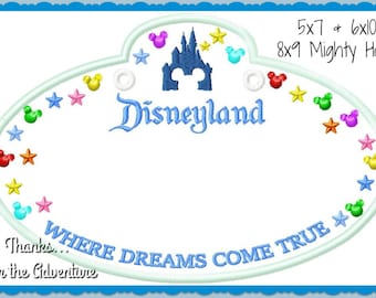 In The Hoop Cast Member Name Stroller Tag Applique Digital Embroidery Machine Design File 4x4 5x7 6x10 & 8x9 Mighty Hoop