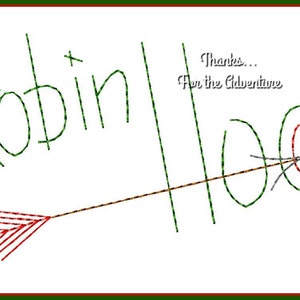 Robin Hood Handtekening Digitaal Borduurwerk Machine Design File 4x4 5x7 6x10